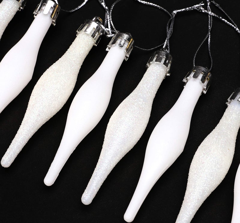 Christmas Concepts Pack of 15-8.5cm, 85mm (3.4") Droplet Baubles - Matte & Glitter Design - Christmas Ornaments (White) - Image 3